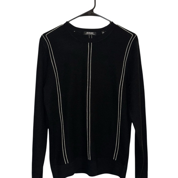 Murano Other - Murano Black Crewneck Sweater with White Stripes